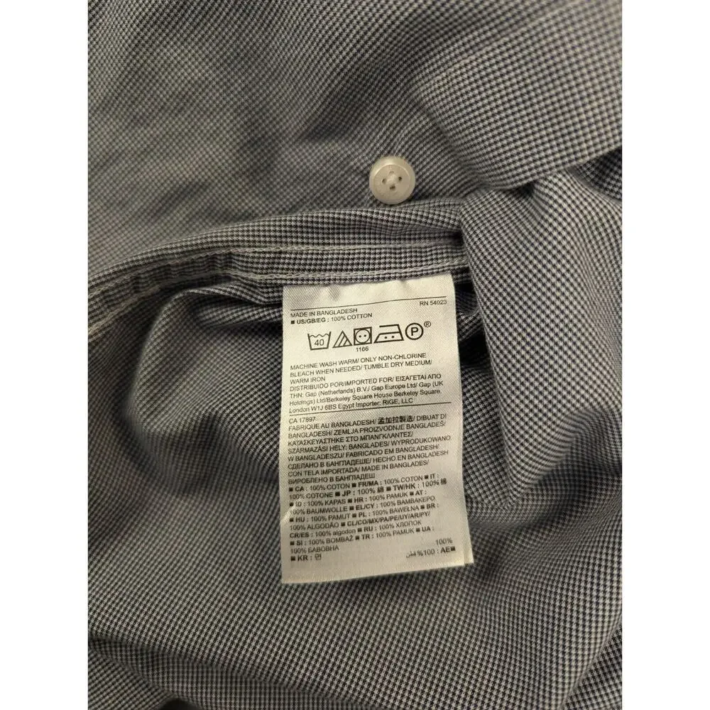 Banana Republic Shirt Mens Medium Blue Micro-Check Long Sleeve Slim Button Down